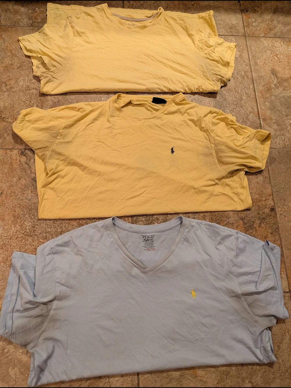 Polo by Ralph Lauren Yellow & Light Blue Short Sleeve Tees (3) Size XL
